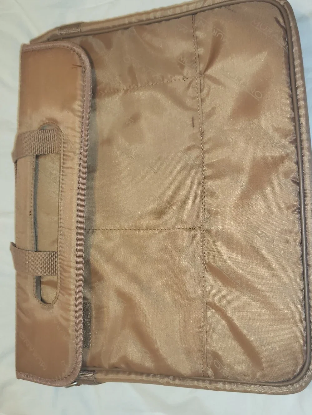 Murano Tan Leather Laptop Briefcase with Front Pockets. Wheeled.